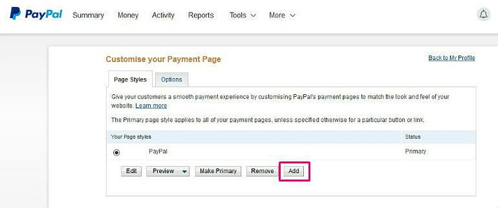 Crear página personalizada de PayPal