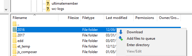 Descarga de archivos a través de FTP.