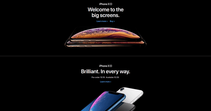 El sitio web de Apple.