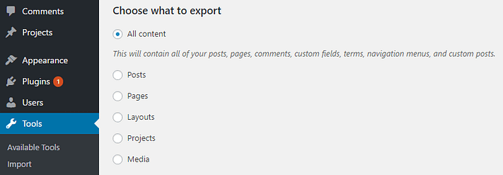 Elegir qué contenido exportar.