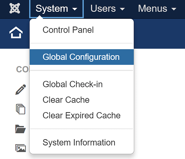 La opción de configuración Global.