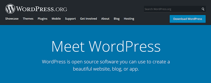 La página de inicio del sitio web de WordPress.